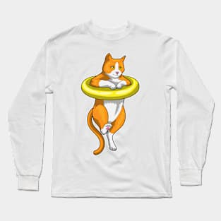 Cat Swimming Swim ring Long Sleeve T-Shirt